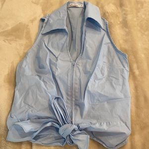 Juniors tank with tie and zipper